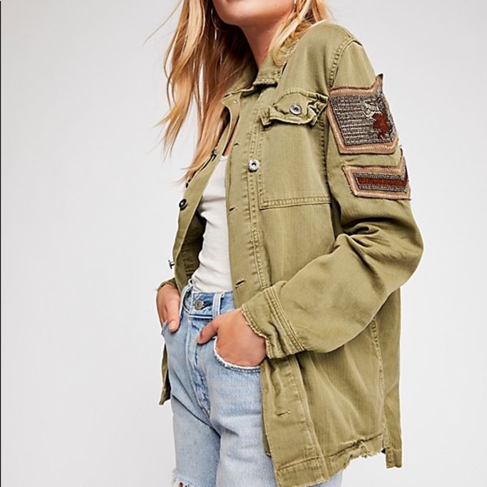 Free People Embellished Miltary Shirt/Jacket